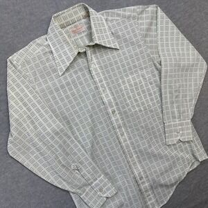 Vintage Marlboro Shirt Mens‎ 15 Geometric Button Up Polyester Nylon Retro Party
